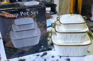 3pcs Square Ceramic Soup Pots(3, 2.5,1l)