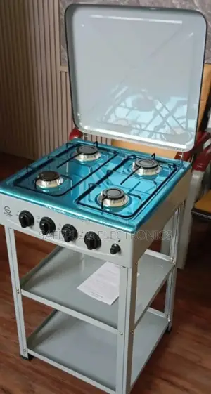 Eurochef Full 4 Gas Burners, Standing Cooker With Shelves