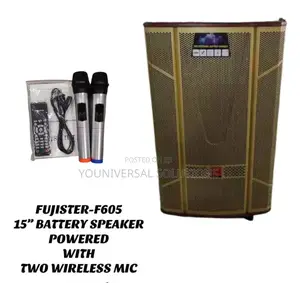 Fujister 15' Battery Speaker Powered With 2 Wireless Mic