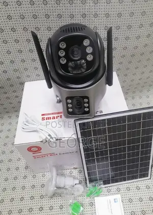 Gray .Dual Lens PTZ V380 Pro 4g Solar PTZ Camera