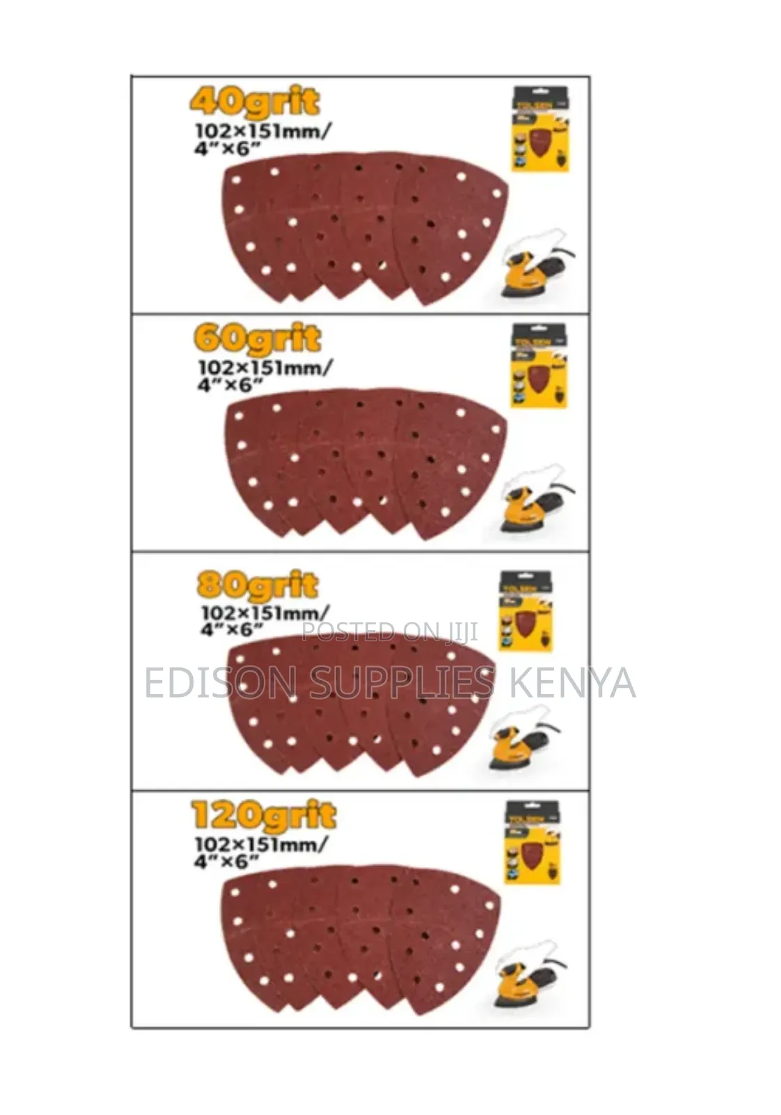 Sand Paper Tolsen 5pcs Sanding Sheets for Palm Detail Sander