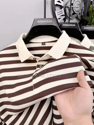 Stripped Polo T-Shirts Short Sleeved