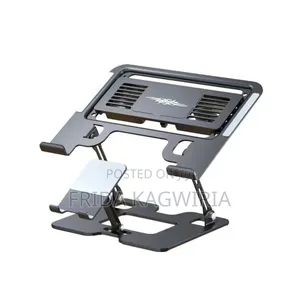 Strong Metallic Laptop Stand With A Phone Holder And A Fan