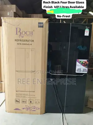401 Litres Roch Black Four Door Glass No Frost Refrigerator