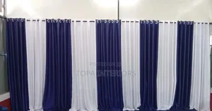Navy Blue and White Wall Curtains and Window Curtains