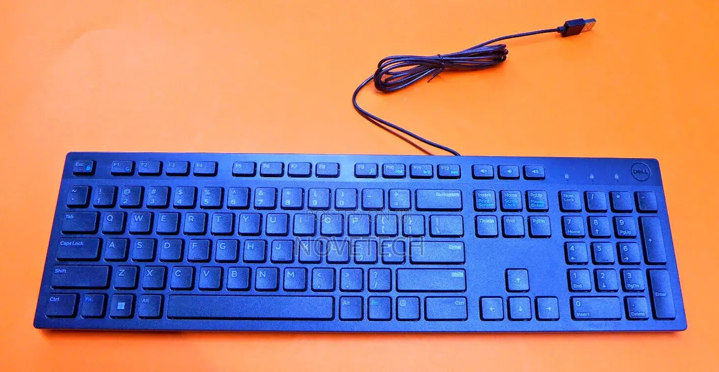 New Dell Usb Wired Slim Keyboard Black Kb216
