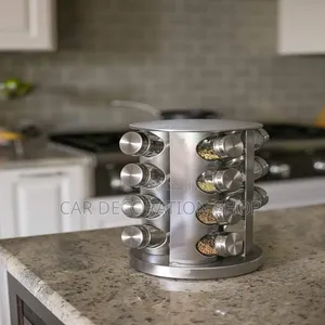 Stainless Steel Rotating Spice Carousel Rack for 12 Jars