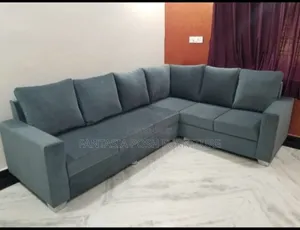 5 Seater Modern L-Shaped Sofa in Teal Fabric - Free Delivery