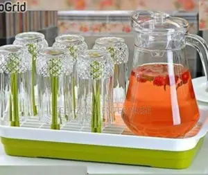 *Glass Classic Water Jug Set(6 Glasses+ Jug) 