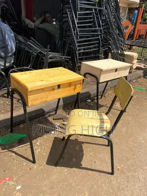 All Wooden School Lockers + Metal Chairs