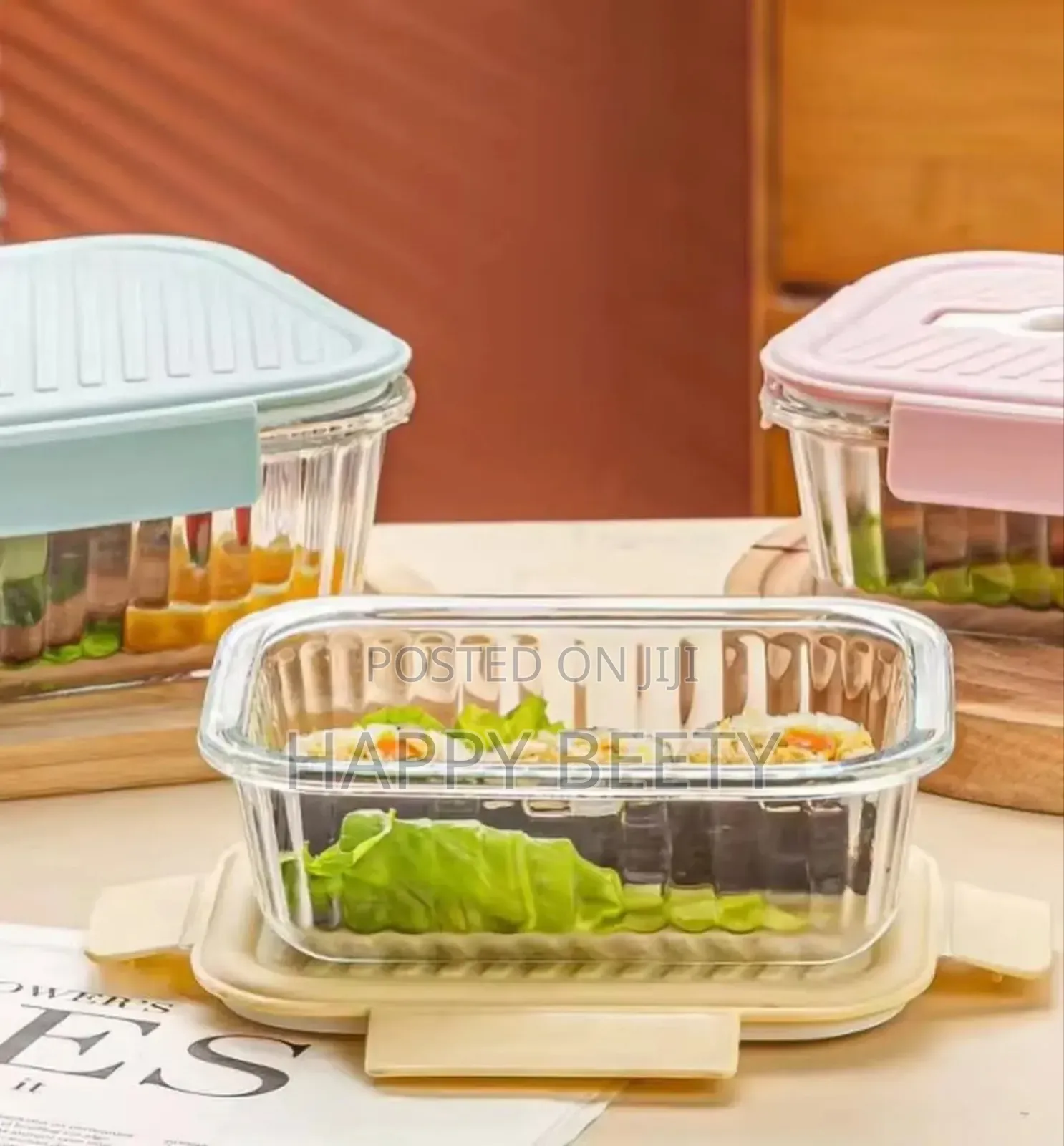 *3pcs Borosilicate Glass Ribbed Food Storage Containers