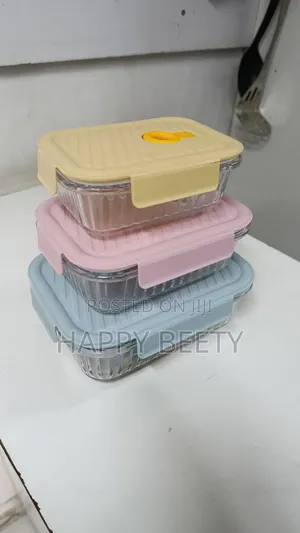 *3pcs Borosilicate Glass Ribbed Food Storage Containers