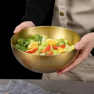 3 Litre Gold Stainless Steel Ramen Bowl 28cm.