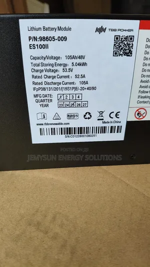 5.04kwh 48v Es100 Ii TBB Lithium Battery