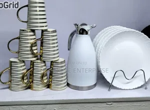 Breakfast Sets 6 Gold Cups,6 Plates and 2l Jp Flask 