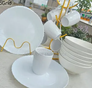18pcs White Dinner Set 6 Mugs, 6 Plates 6 Bowls 