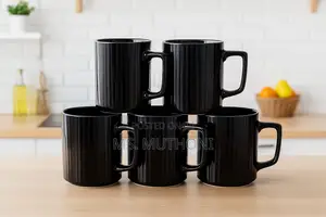 350 Ml Set of 6 Black Ceramic Mugs*