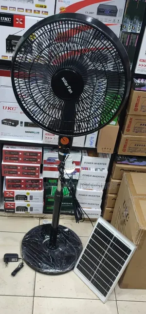 Black Solar Stand Fan 3speed With Solar Bulb+Panel+Usb Ports