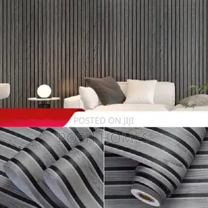 Grey Fluted Self Adhesive Wallpapers