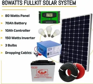 Home 80 Watts Lighting and Phone Charging Solar Kit Complete