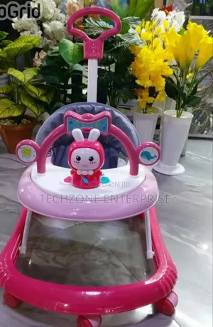 Height Adjustable Foldable Baby Walker With a Push Handle 