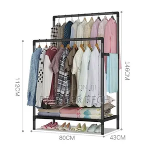 Double Pole Clothing Rack With Lower Storage Space