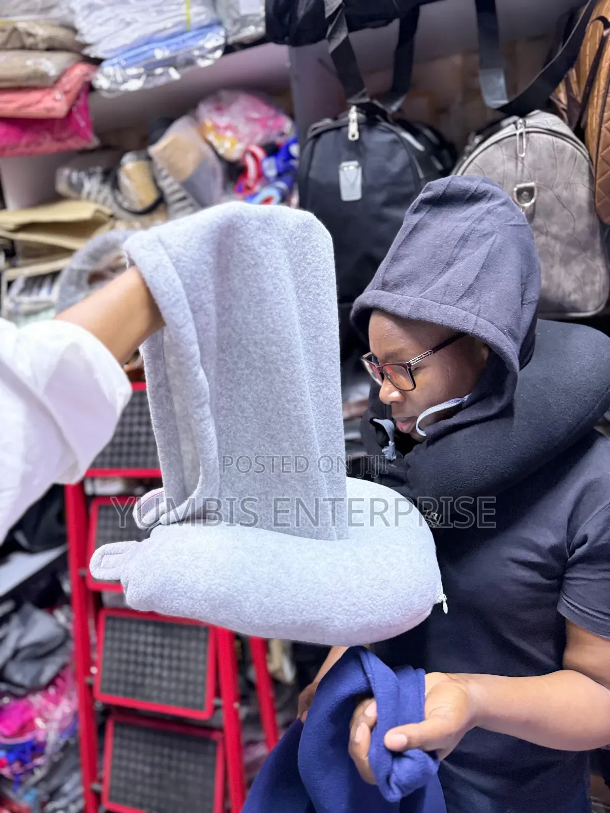 Grey Hooded Neck Pillows Available