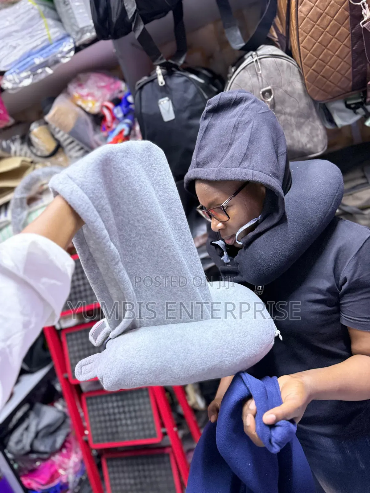 Grey Hooded Neck Pillows Available