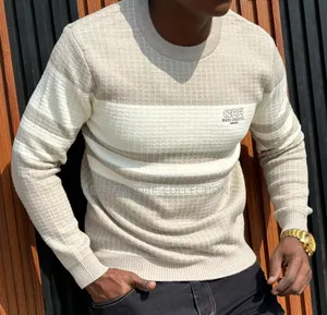 Beige Round Stripes Sweaters
