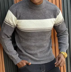 Grey Sweaters With Round Stripes