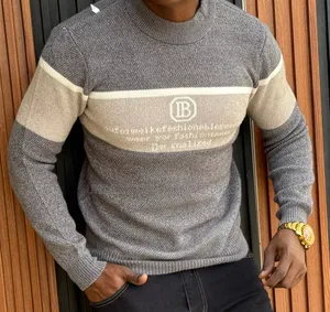Grey Sweaters With Round Stripes