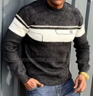 Black Sweaters With Round Stripes