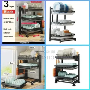 3tier Stainless Steel Black Dish Rack
