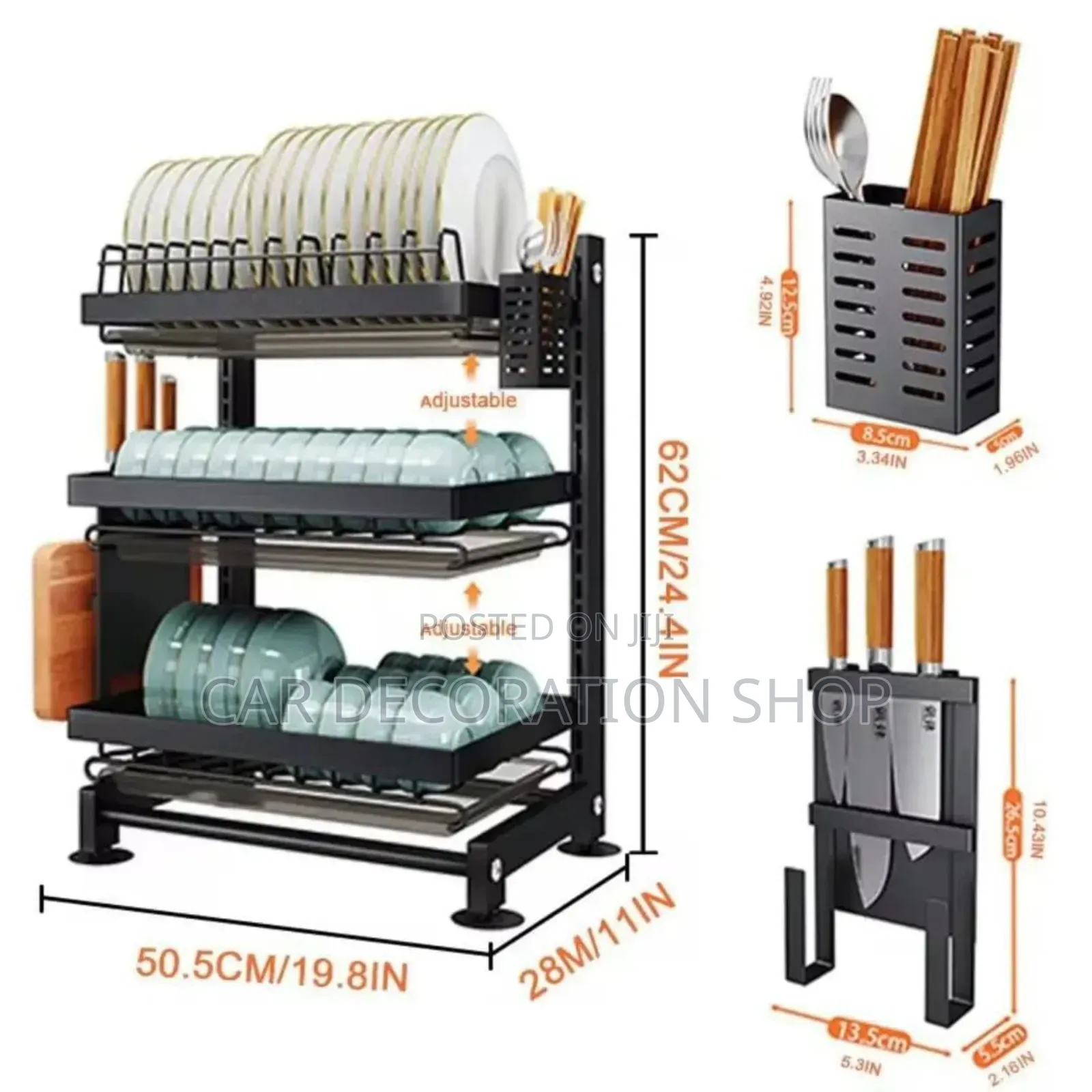 3tier Stainless Dish Drying Rack With Curtlery Holder