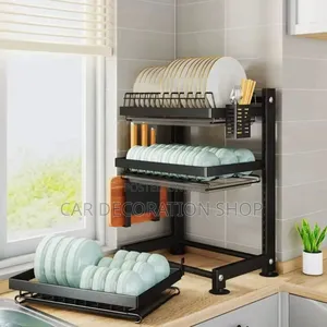 3tier Stainless Dish Drying Rack With Curtlery Holder