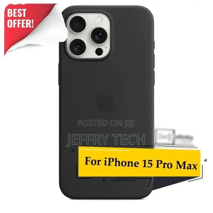 iPhone 15 Pro Max Silicone Cover Case - Black.