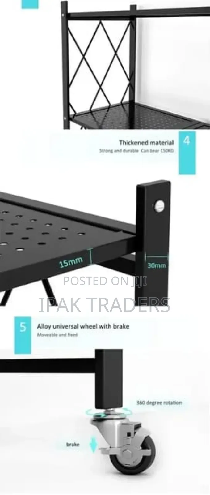 4-Tier Foldable Multipurpose Rack With Shelves