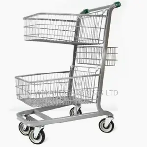 Shopping Trolley, Two Layer 650x520x1010mm, Max-150kg