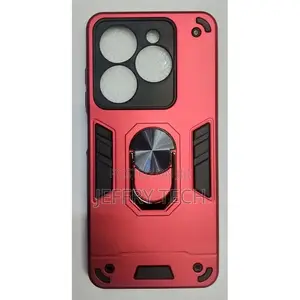 Infinix Smart 8 Shockproof Hybrid Ring Stand Cover Case Red.