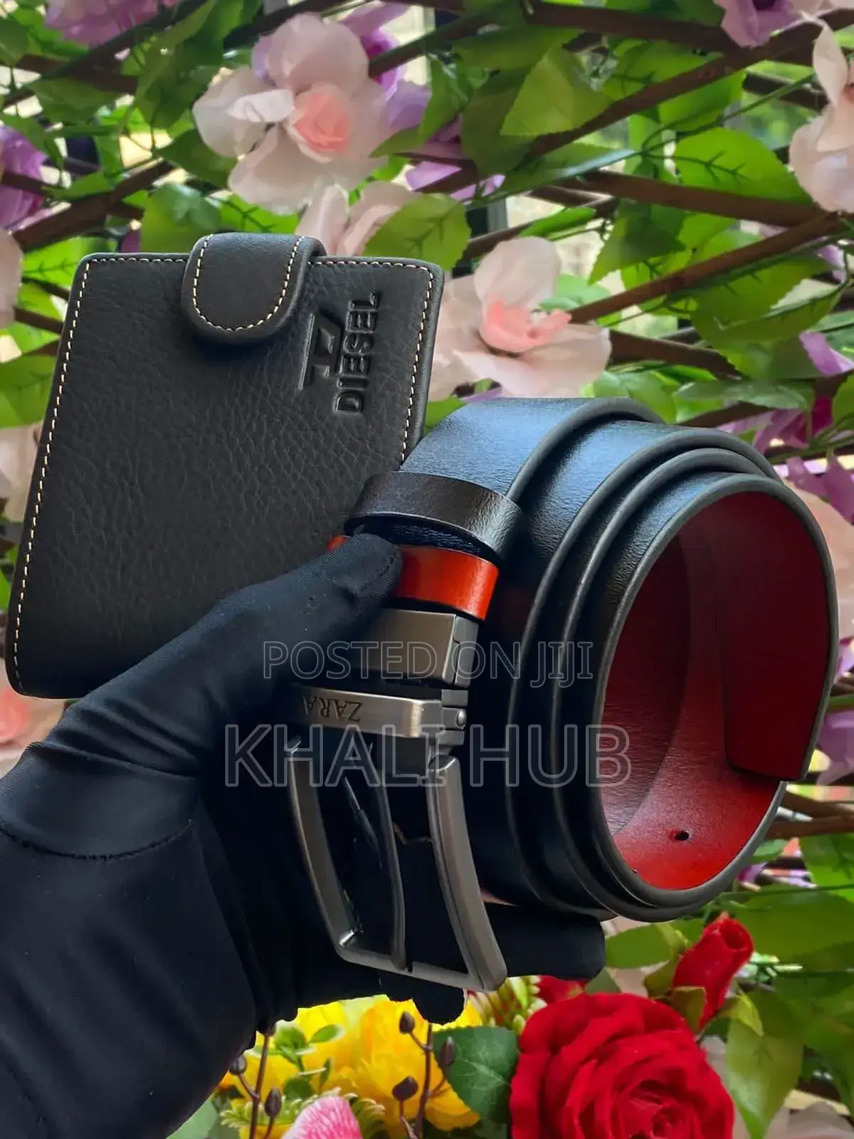Men Smoothe Surface Leather Belt Accompanied by a Wallet