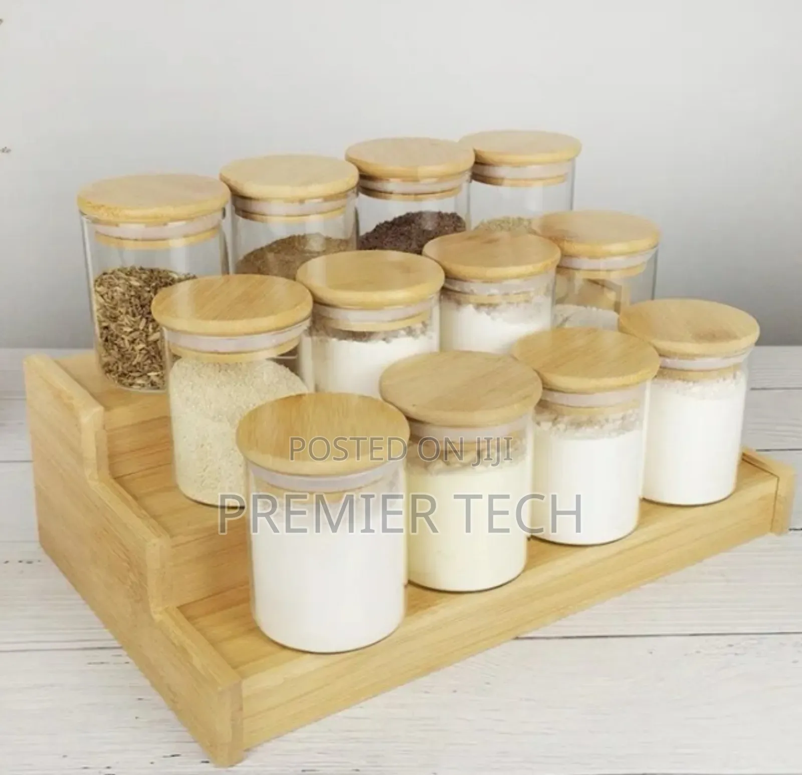 12 PCS Spice Jars With Bamboo Lids