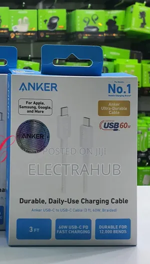Anker 60w 3ft* 322 Usb-C to Usb-C Cable Braided New Sealed