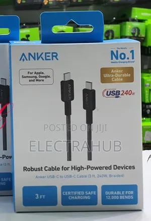 Anker 240w 3ft Usb-C to Usb-C Cable Braided New Sealed