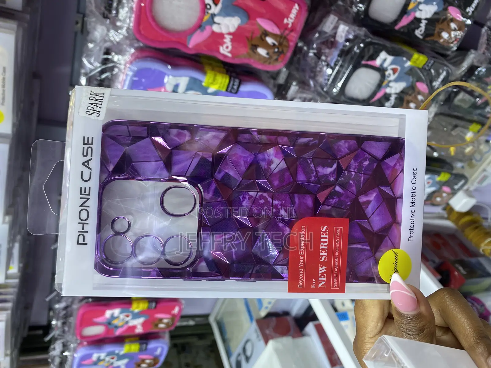Jkobt Tecno Spark Sparkle and Detachable Diamond Print Case