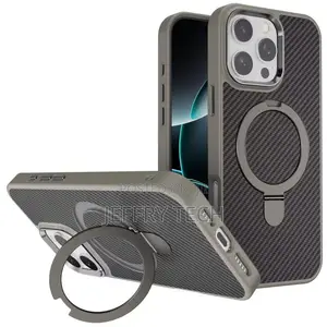 Carbon Fiber Texture Magnetic Stand for iPhone 14 Pro Max