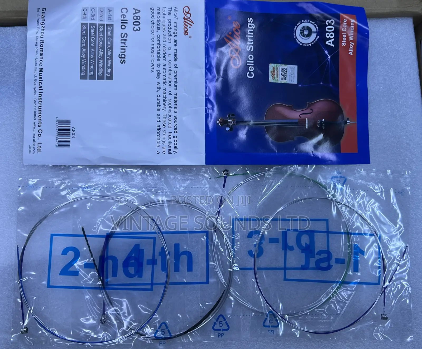 Allice Cello Strings Full Set (A-d-g-c) Universal Steel.