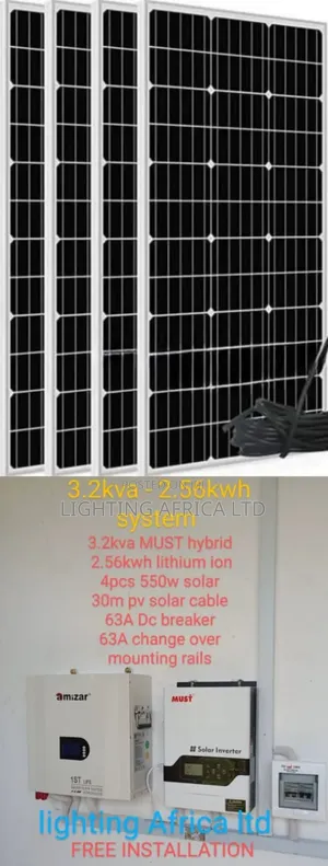 New 3.2kva Must Hybrid Inverter - 2.56kwh - 24v Lithium Battery Kit