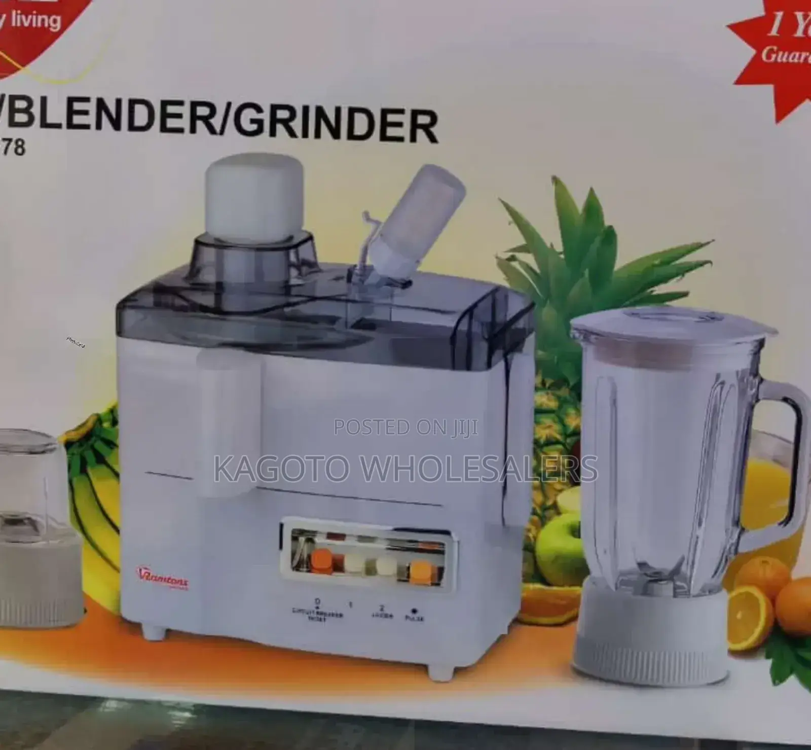 Ramtons 3 in 1 Juicer, Blender, Grinder (White) *Rm/12