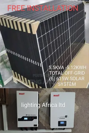 5.5kva - 5.12kwh Lithium (6)625w Solar Free Installation Transport