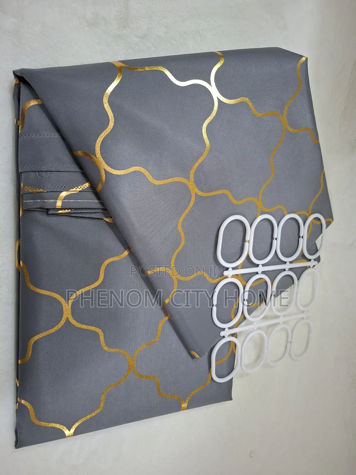Grey Patterned Unique Shower Curtains